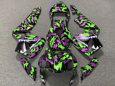 2003-2004 Green Pink Camouflage Shark Honda CBR600RR Motorcycle Fairings