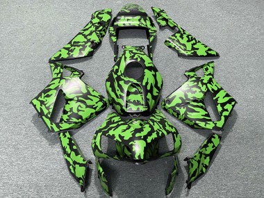 2003-2004 Green Black Camouflage Honda CBR600RR Motorcycle Fairings