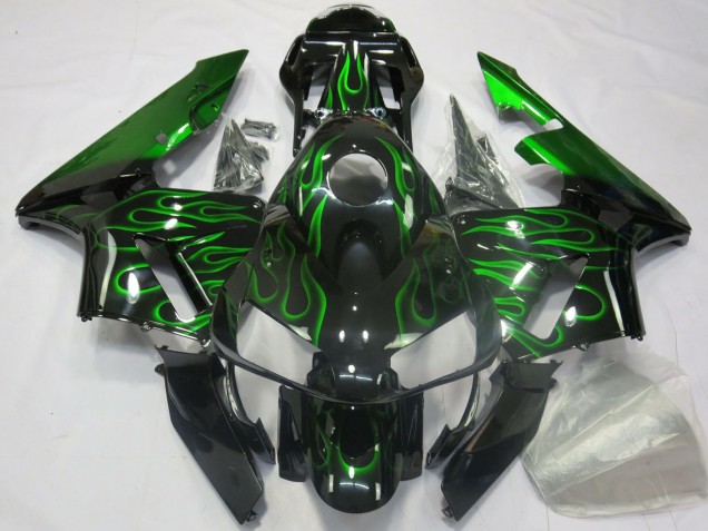 2003-2004 Glossy Black Blue Flame Honda CBR600RR Motorcycle Fairings