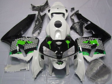 2005-2006 White Green Black Splatter Honda CBR600RR Motorcycle Fairings