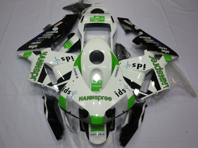 2003-2004 White Green Glossy Black Hannspree Honda CBR600RR Motorcycle Fairings