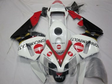 2003-2004 White Red Glossy Black Konica Minolta Honda CBR600RR Motorcycle Fairings