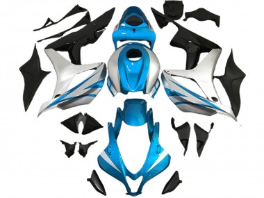 2007-2008 Silver Light Blue Glossy Black OEM Style Honda CBR600RR Motorcycle Fairings