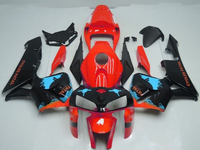 2005-2006 Red Light Blue Black Splatter Honda CBR600RR Motorcycle Fairings