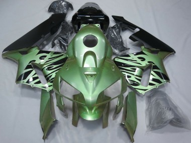 2005-2006 Light Green Black Flame Honda CBR600RR Motorcycle Fairings