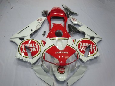 2003-2004 White Red Lucky Strike Honda CBR600RR Motorcycle Fairings
