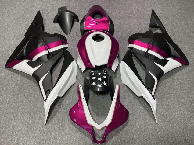 2009-2012 White Pink Matte Black Star Honda CBR600RR Motorcycle Fairings