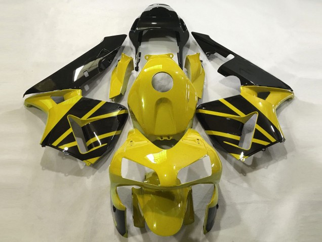 2003-2004 Mustard Yellow Glossy Black Honda CBR600RR Motorcycle Fairings
