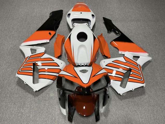 2005-2006 White Orange Wings Honda CBR600RR Motorcycle Fairings