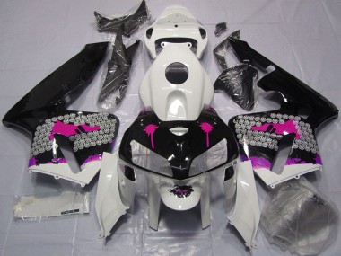 2005-2006 Pink Splatter on Glossy Black Honda CBR600RR Motorcycle Fairings