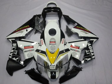 2003-2004 White Yellow Glossy Black Playboy Style Honda CBR600RR Motorcycle Fairings