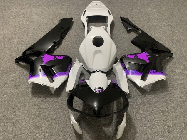 2003-2004 White Purple Glossy Black Splatter Honda CBR600RR Motorcycle Fairings
