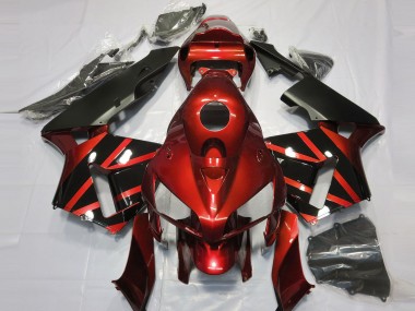 2005-2006 Red Glossy Black Design Honda CBR600RR Motorcycle Fairings