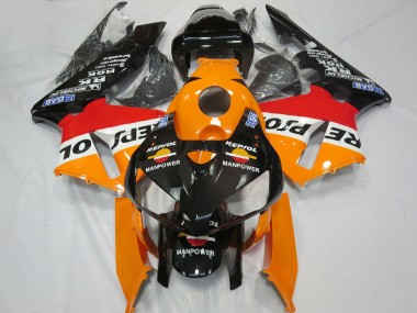 2005-2006 Orange White Red Glossy Black Repsol Man Power Honda CBR600RR Motorcycle Fairings