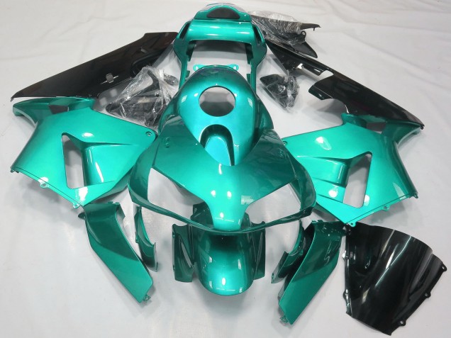 2003-2004 Teal Blue Glossy Black Honda CBR600RR Motorcycle Fairings