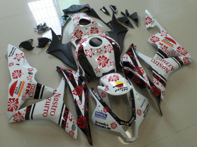 2007-2008 White Red Black Nastro Azzurro Honda CBR600RR Motorcycle Fairings