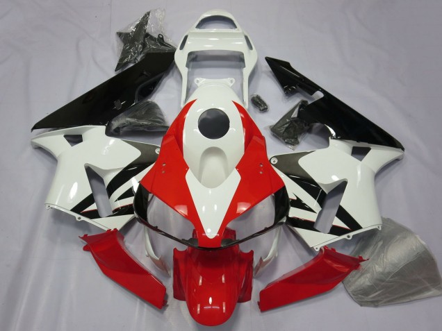 2003-2004 White Red Glossy Black Honda CBR600RR Motorcycle Fairing