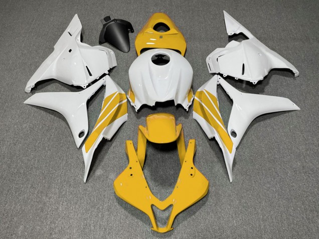 2009-2012 White Yellow Stripe Honda CBR600RR Motorcycle Fairings