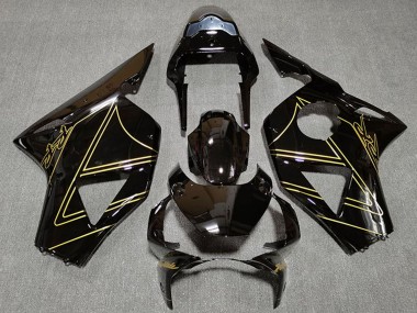 2002-2003 Glossy Black Gold Honda CBR954RR Motorcycle Fairings