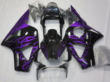 2002-2003 Glossy Black Purple Flame Honda CBR954RR Motorcycle Fairings