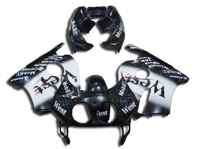 1990-1998 Glossy Black White West Honda CBR250RR Motorcycle Fairings