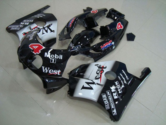 1990-1998 Glossy Black White West Mobil Honda CBR250RR Motorcycle Fairings