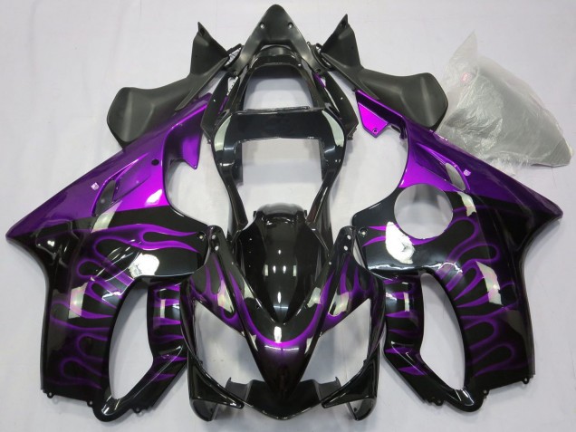 2001-2003 Glossy Black Purple Flame Honda CBR600 F4i Motorcycle Fairings