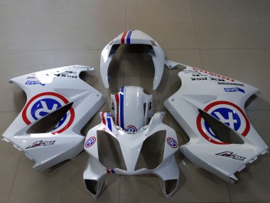 2002-2013 White Blue Red Custom R Honda VFR 800 Motorcycle Fairings