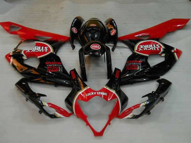 2005-2006 Glossy Black Red White Lucky Strike Suzuki GSXR 1000 Motorcycle Fairings