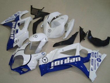 2007-2008 White Blue Jordan Suzuki GSXR 1000 Motorcycle Fairings