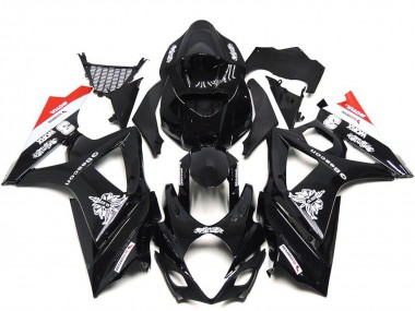 2007-2008 Glossy Black White Red Suzuki GSXR 1000 Motorcycle Fairings