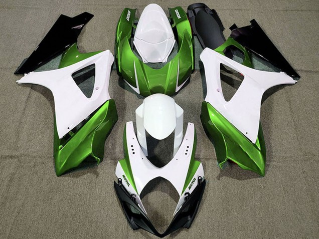 2007-2008 White Green Black Suzuki GSXR 1000 Motorcycle Fairings