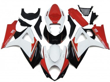 2007-2008 White Red Black Suzuki GSXR 1000 Motorcycle Fairings