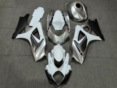 2007-2008 White Silver Black Suzuki GSXR 1000 Motorcycle Fairings