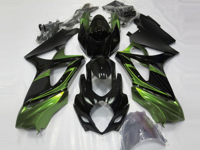 2007-2008 Glossy Black Green Suzuki GSXR 1000 Motorcycle Fairings