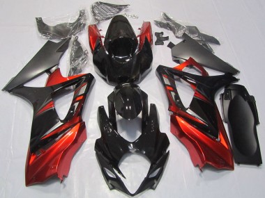 2007-2008 Glossy Black Red Suzuki GSXR 1000 Motorcycle Fairings