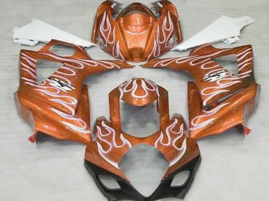 2007-2008 Orange White Flame Suzuki GSXR 1000 Motorcycle Fairings