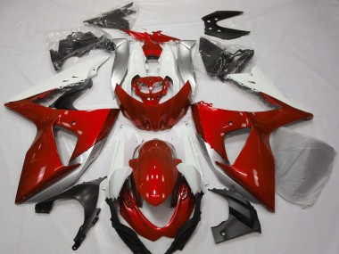 2009-2016 White Silver Red Suzuki GSXR 1000 Motorcycle Fairings