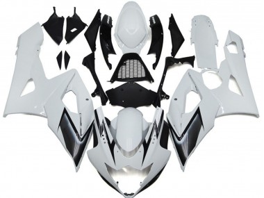 2005-2006 Glossy White Silver Black Suzuki GSXR 1000 Motorcycle Fairings