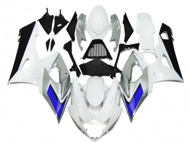 2005-2006 Glossy White Silver Blue Suzuki GSXR 1000 Motorcycle Fairings