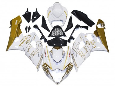 2005-2006 White Gold Corona Custom Suzuki GSXR 1000 Motorcycle Fairings