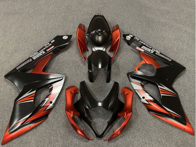 2005-2006 Matte Black Orange Suzuki GSXR 1000 Motorcycle Fairings