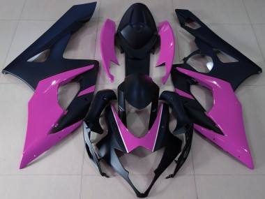 2005-2006 Matte Black Pink Suzuki GSXR 1000 Motorcycle Fairings
