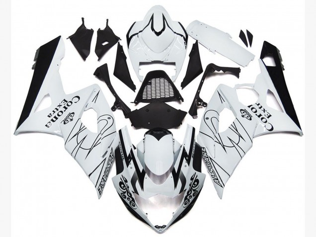 2005-2006 White Black Corona OEM Style Suzuki GSXR 1000 Motorcycle Fairings