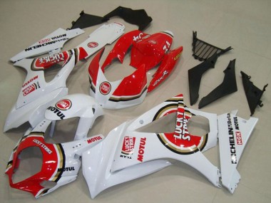 2007-2008 White Red Lucky Strike Suzuki GSXR 1000 Motorcycle Fairings