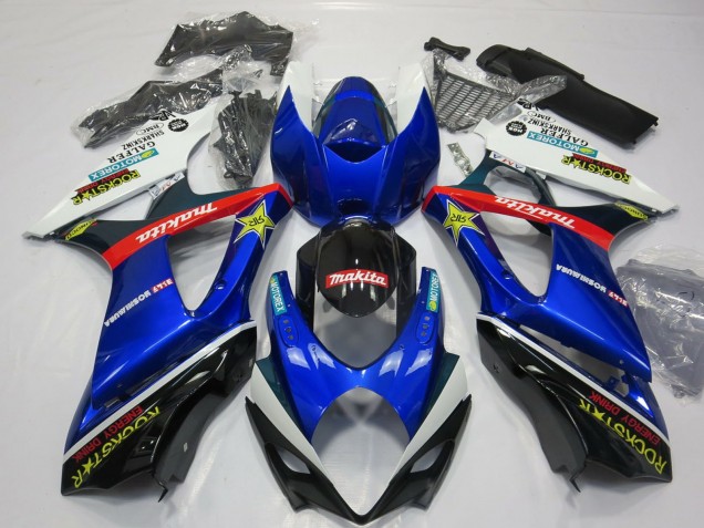 2007-2008 White Blue Red Black Rockstar Suzuki GSXR 1000 Motorcycle Fairing