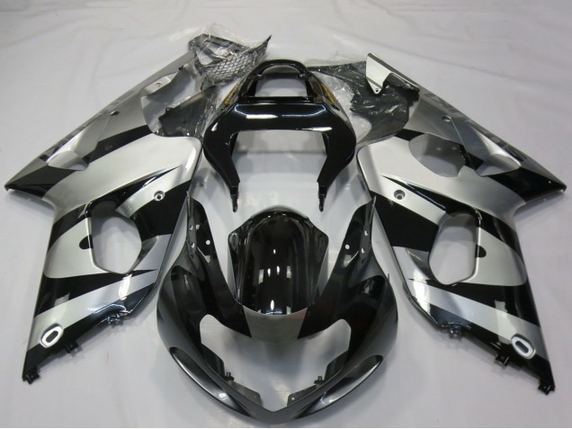 2000-2002 Silver Glossy Black Suzuki GSXR 1000 Motorcycle Fairings