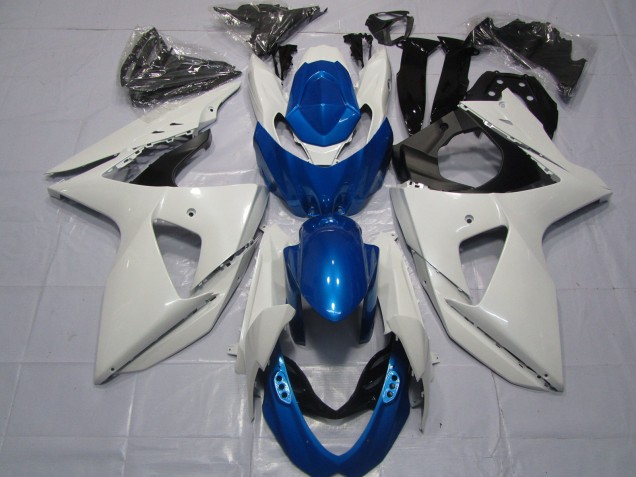 2009-2016 White Blue Suzuki GSXR 1000 Motorcycle Fairings