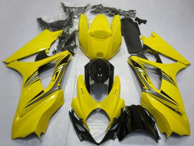 2007-2008 Yellow Glossy Black OEM Style Suzuki GSXR 1000 Motorcycle Fairings