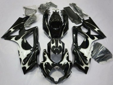 2008-2010 Glossy Black White Suzuki GSXR 600 / GSXR 750 Motorcycle Fairings